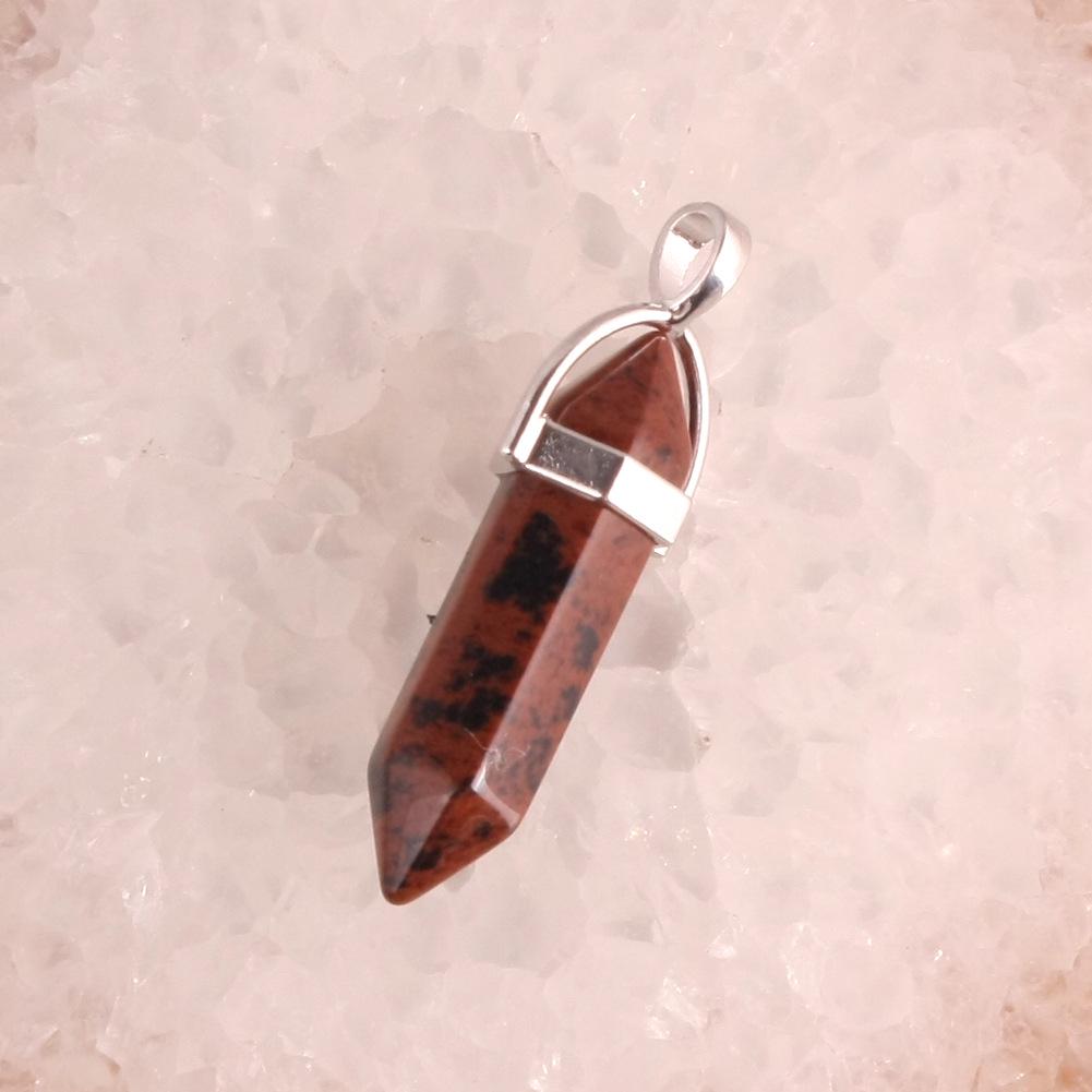 Hexagonal Agate Bullet Quartz Crystal Pendant Necklace