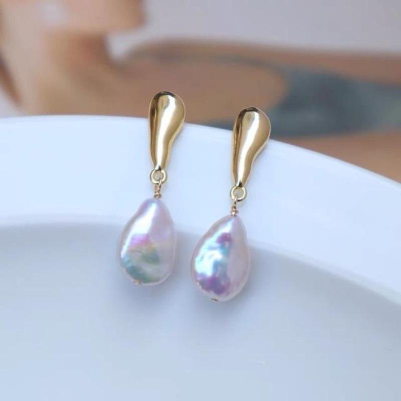 Барокко, натуральные дынные зерна, пуговицы в форме капель воды, жемчужный цветной свет, серьги-гвоздики в барочном стиле с серебряной иглой, простые и нишевые