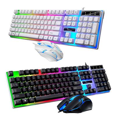 Комбинированный набор геймерской клавиатуры и мыши, RGB светодиодный 104-клавишный проводной игровой набор клавиатуры и мыши для ноутбука, ноутбука, настольного ПК, планшета