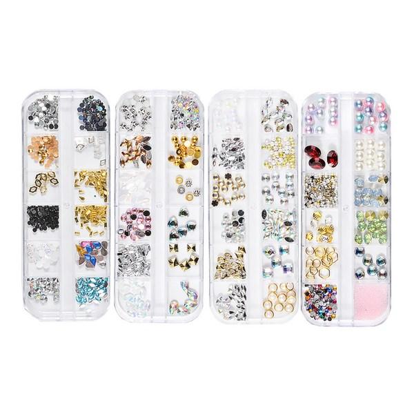 Glass Nail High-quality Stone Parts ABCD 4-piece Full Set, Mixed Colors, 1 Set