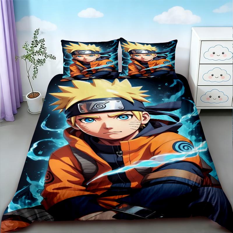 3pcs Duvet Cover Naruto Teens Japanese Anime Bedding Set Comfortable Breathable Quilt Cover Queen King Full Bedroom Decor