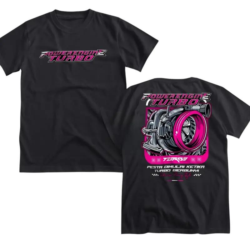 Power Engine Turbo T-shirt, Pink Turbocharger Graphic Racing Car Culture Apparel