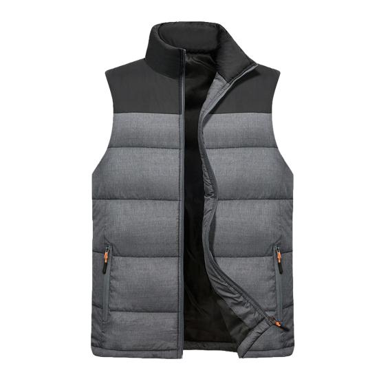 Windproof Men Vest Cotton Padded Thicken Plus Size Zipper Waistcoat for Daily Wear