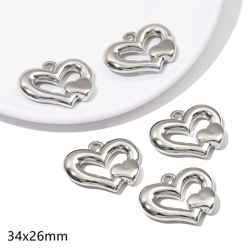 5-20 шт. Пластиковые серебряные родиевые подвески CCB в форме сердца, бабочки, банта, бусины для самостоятельного изготовления ювелирных изделий