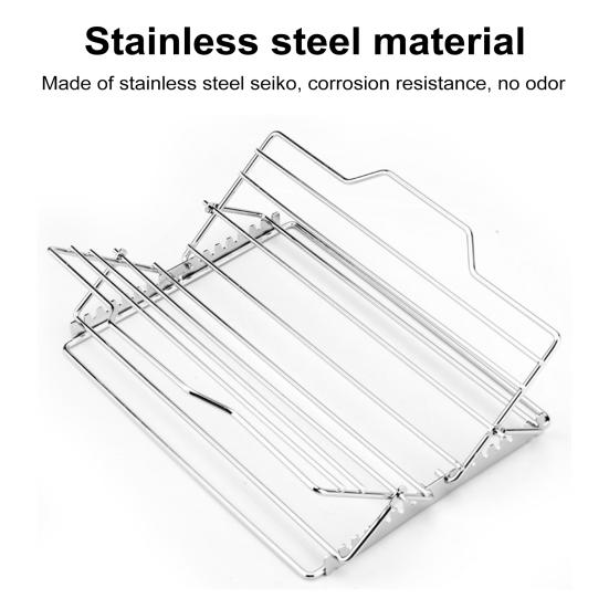 Стойка для жарки из нержавеющей стали, решетки для ребрышек барбекю, сковорода для жарки индейки, безопасная для использования в духовке, V-образная, устойчивая к высоким температурам решетка для гриля для индейки, куриных ребрышек