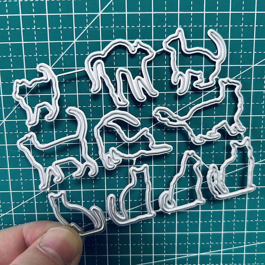10pcs Cats Metal Cutting Dies Stencil for DIY Scrapbooking Photo Album Embossing Paper Cards Crafts Diecuts