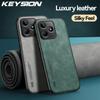 KEYSION Luxury Leather Case for Realme C53 C55 Soft Silicone+PC Soft Shockproof Phone Back Cover for OPPO A7 A12 A5S