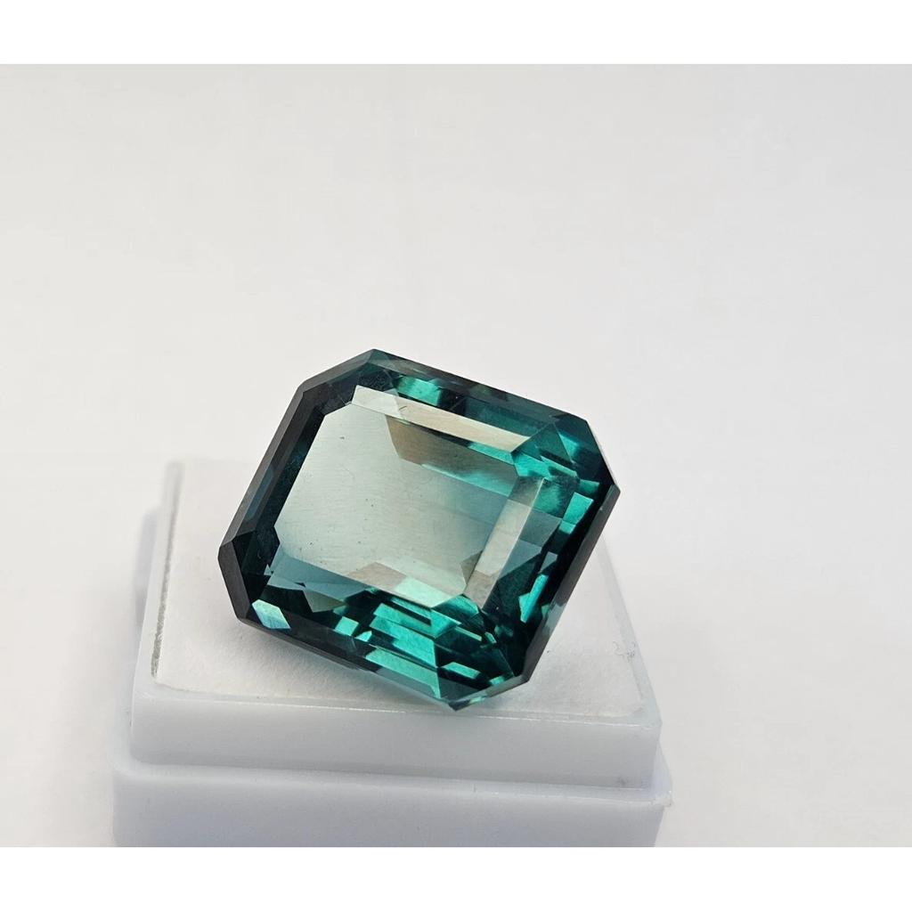 25+ Ct Natural Teal Blue Tourmaline Emerald Cut Fabulous Certified Gemstone