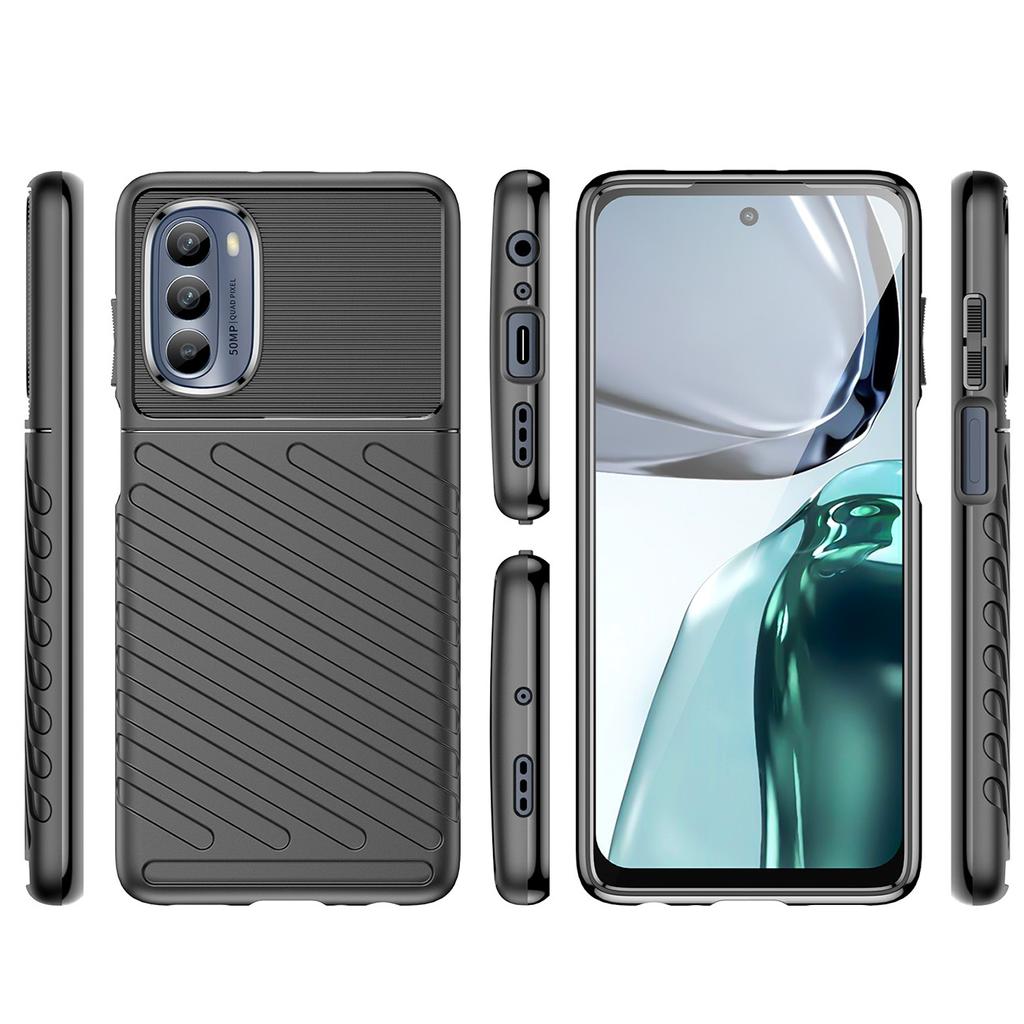 Thunder Silicone Armor Case for Motorola Moto G62 5G - Black Protective Cover
