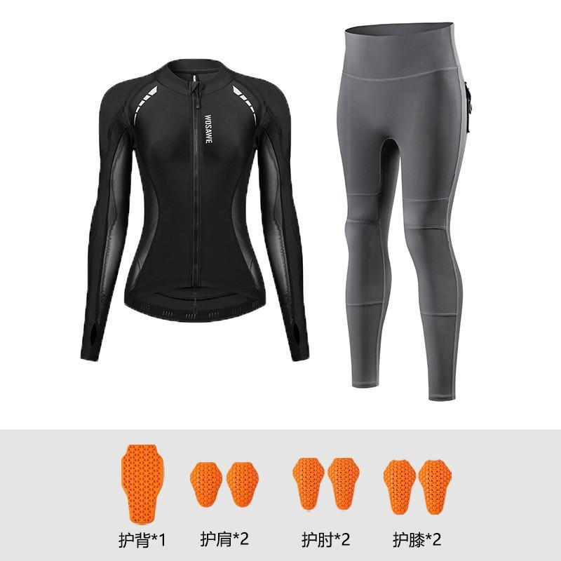 1 Womens Motorcycle Racing Suit Set With Airflow Design Soft Knee Protectors High-Waist Stretch Top Yoga Pants
