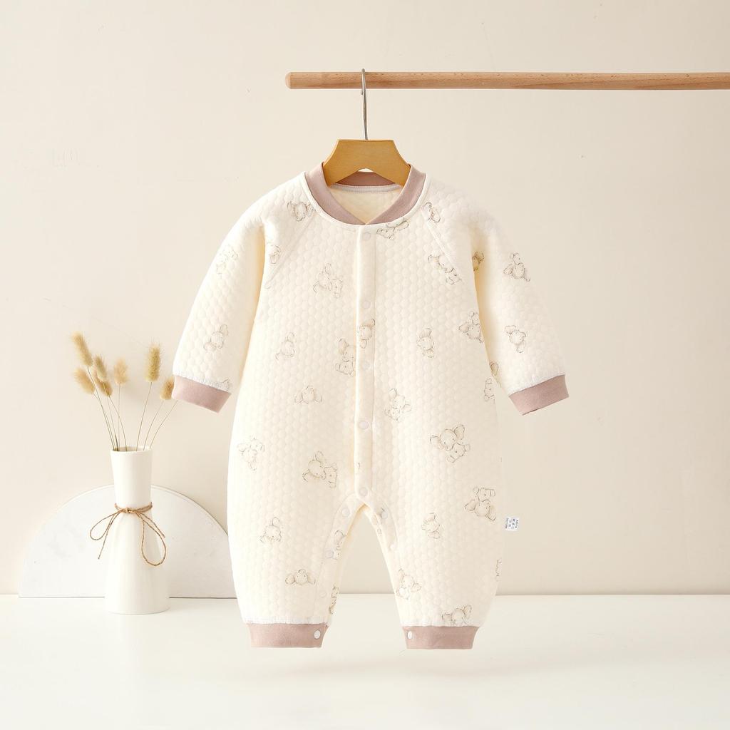 Thickened Baby Split-Leg Romper: Boys & Girls Crawling Onesie for Spring, Autumn, Winter