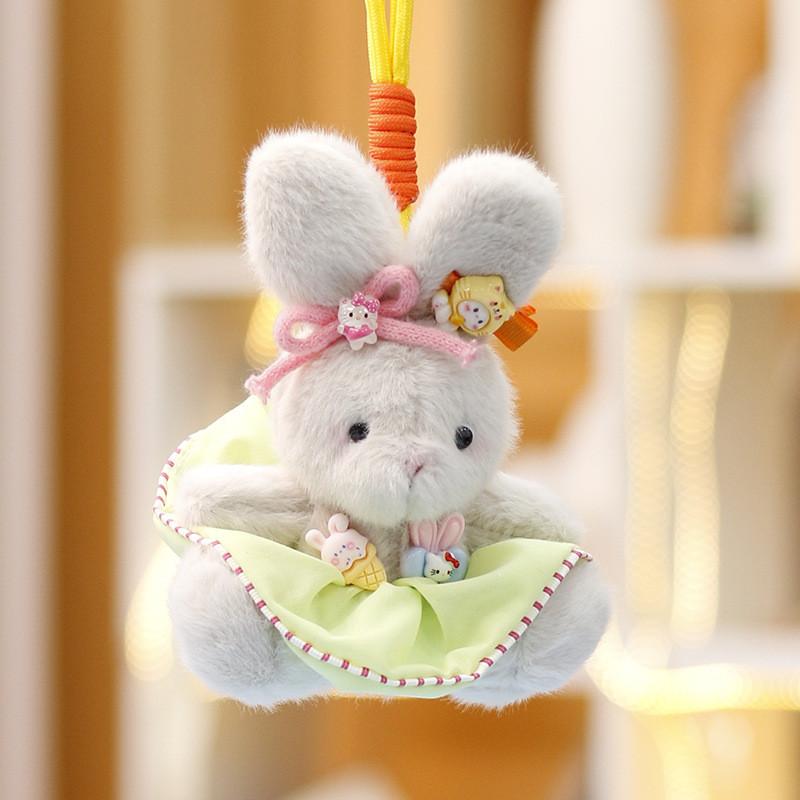 White Skirt Bow Rabbit Plush Toy Pendant Animal Keychain Bag Decoration Gift