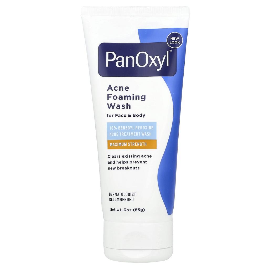 PanOxyl Пенка для умывания от прыщей для лица и тела, 10% бензоилпероксид, максимальная концентрация, 3 унции (85 г)