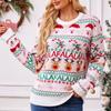 Women's Pink Sweet Knit Sweater Fall/Winter Pullover Long Sleeve Jacquard Christmas Sweater