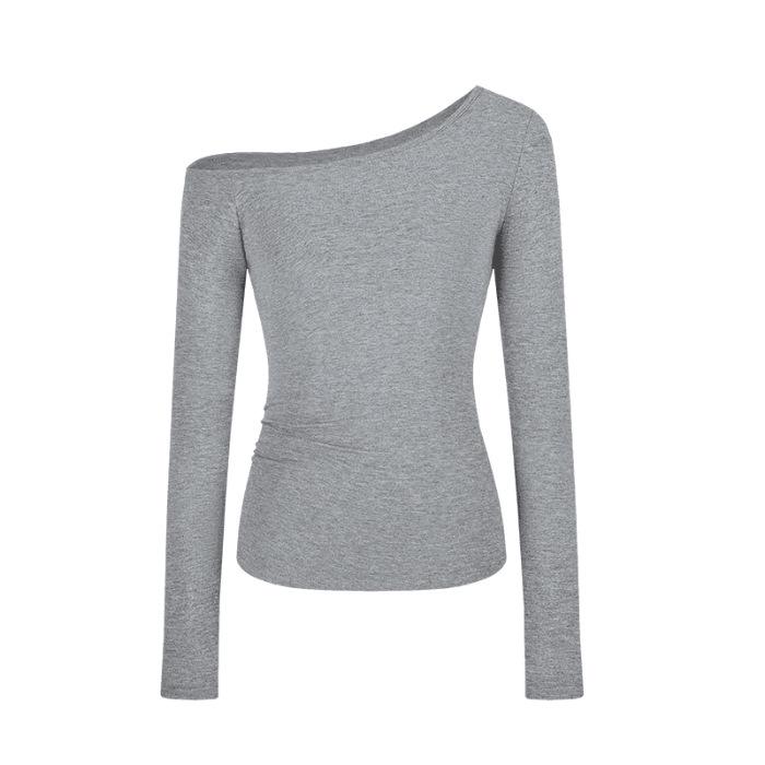Женский топ в китайском стиле, с одним плечом, длинным рукавом, однотонный, приталенный, шикарный, для весны и осени