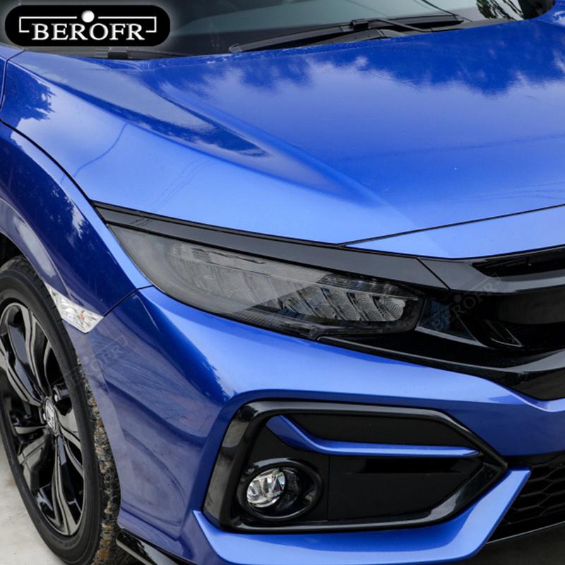 For Honda Civic 10th 2016- 19  TPU Car Headlight Film Protective Sticker Lamp Hoods Transparent Smoke Black Accessories