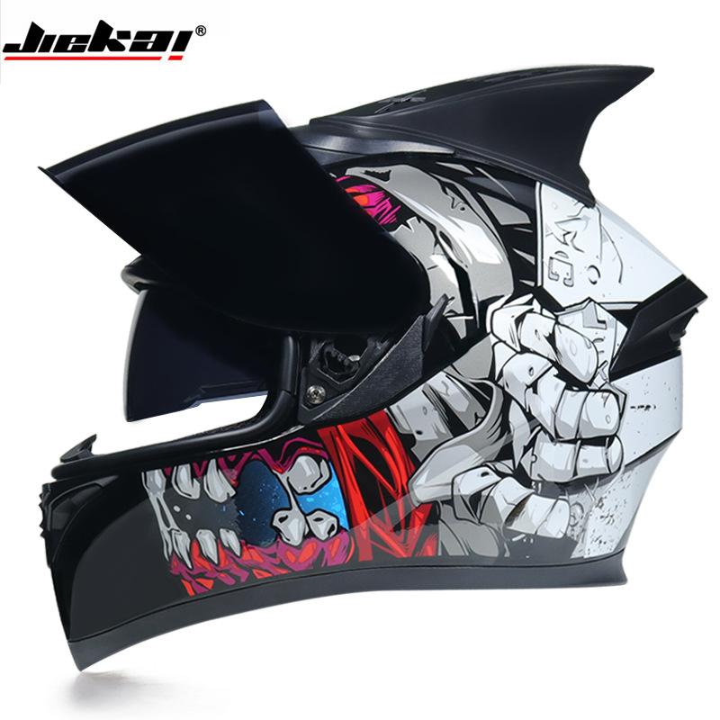 JIEKAI Jie Kai non-motorcycle helmet, unisex, summer model, dual visor, full-face, anti-fog, for personalized motorcycle riding