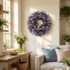 Lifelike Artificial Lavender Wreath Fresh Handmade Lavender Floral Wreath Plastic Vivid Colors Spring Wreath Holiday Decor