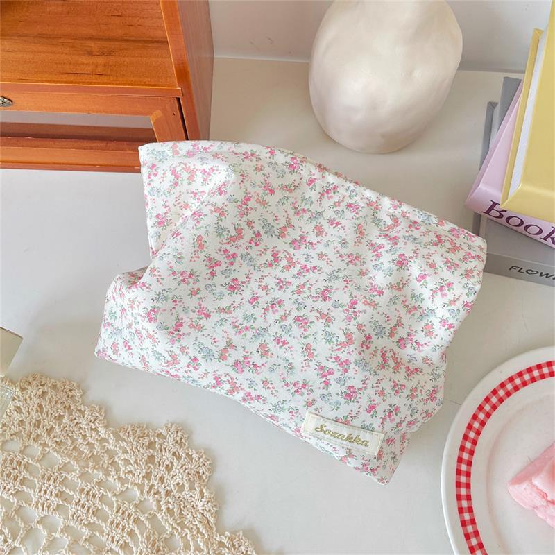 Милая Сладкая Цветочная Косметичка Большой Вместимости Портативная Дорожная Сумка для Хранения Макияжа Органайзер Женский Клатч Девичьи Косметички