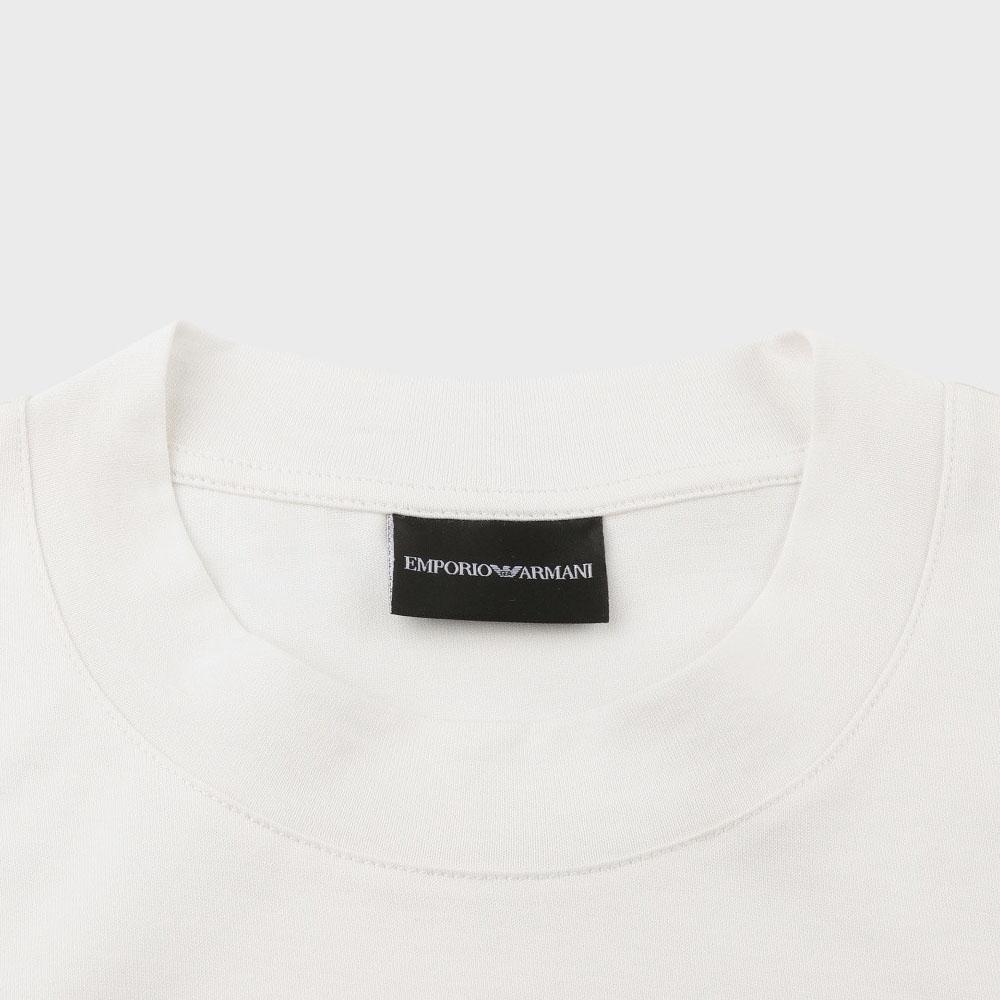 Emporio Armani Мужская футболка с принтом логотипа SS24, круглым вырезом, коротким рукавом, топ, бежевый, 3D1TH3-1JOCZ-01A7