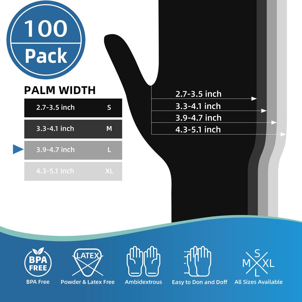 100/200 Pack Disposable Black Nitrile Gloves For Household Cleaning Work Safety Tools Gardening Gloves Kitchen Cooking Tools