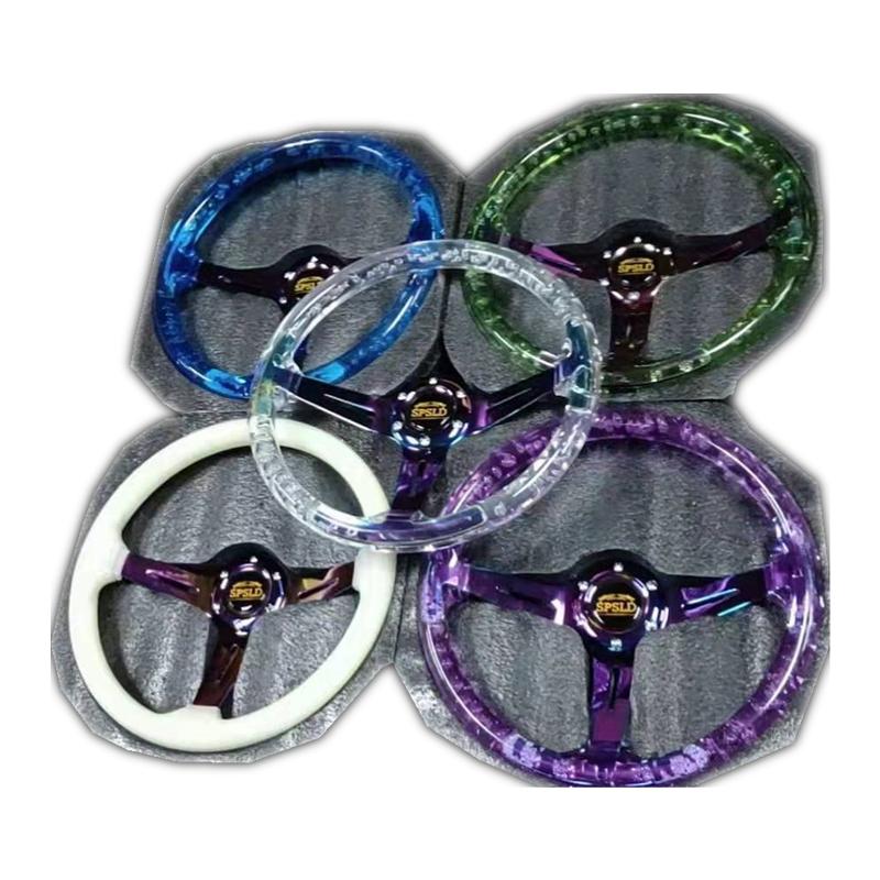 Spsld Refits 14 Inch 350mm Shallow Concave Racing Steering Wheel / Acrylic Steering Wheel With Luminous Color Frame