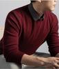 2025 Men's Thick Wool V-Neck Lapel Sweater - Fake Two-Piece Business Knitwear