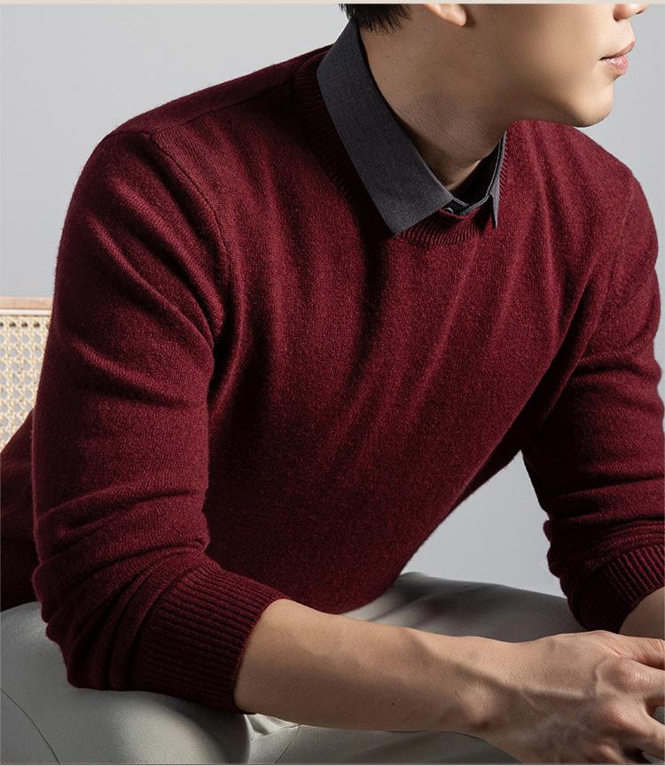 2025 Men's Thick Wool V-Neck Lapel Sweater - Fake Two-Piece Business Knitwear