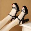 Сандалии на высоком каблуке, толстый каблук, водонепроницаемая платформа, универсальная, тонкий ремешок, летняя мягкая кожа, удобная и увеличивающая рост обувь
