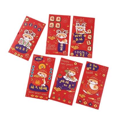 6 шт. Милые красные конверты 2025 года Змеи Hongbao Подарок на удачу Мешок для денег Утолщенный Традиционный Китайский Новый год Красный карман