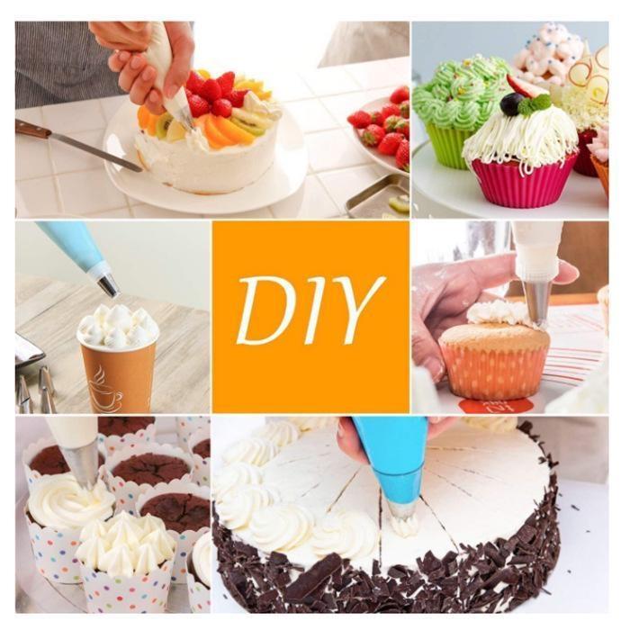 Набор кондитерских мешков и насадок для украшения торта. Принадлежности для выпечки с многоразовыми кондитерскими мешками и насадками. Стандартные конвертеры. Силиконовые кольца. Инструменты для украшения торта.