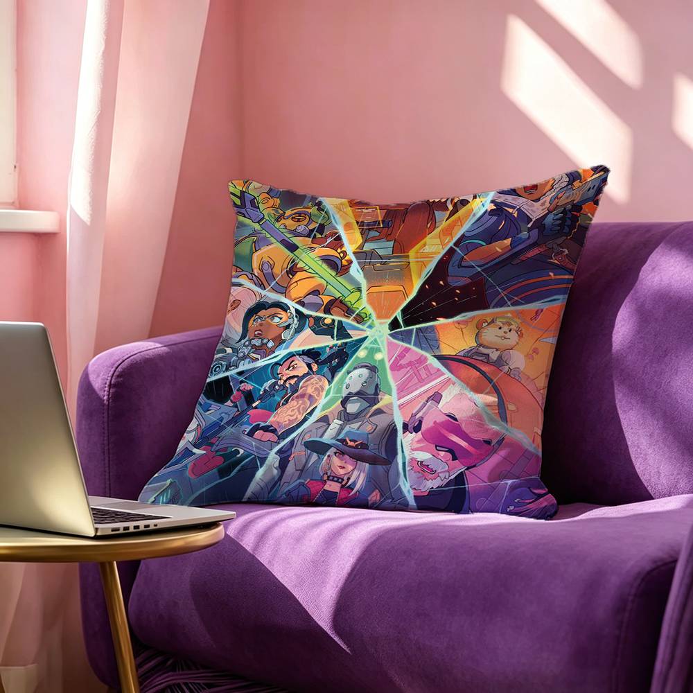Pop Game OOverwatch Anime Pillow Case Square DoubleSided Sofa Cushion Cover Bedroom Bedside Pillow
