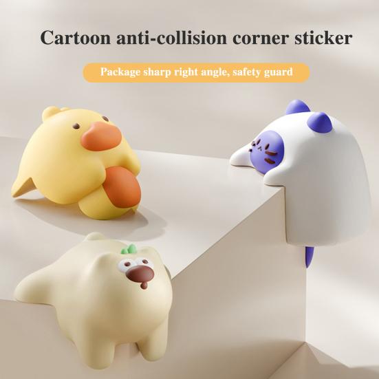 4Pcs Animal Furniture Corner Protector Anti-collision Baby Proof Soft PVC Self-adhesive Bear