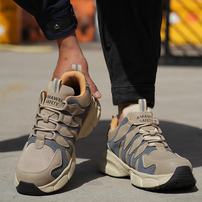 Comfortable Work Sneakers Men Safety Shoes Construction Steel Toe Work Shoes Safety Boots Men Shoes Anti-Puncture Working Summer