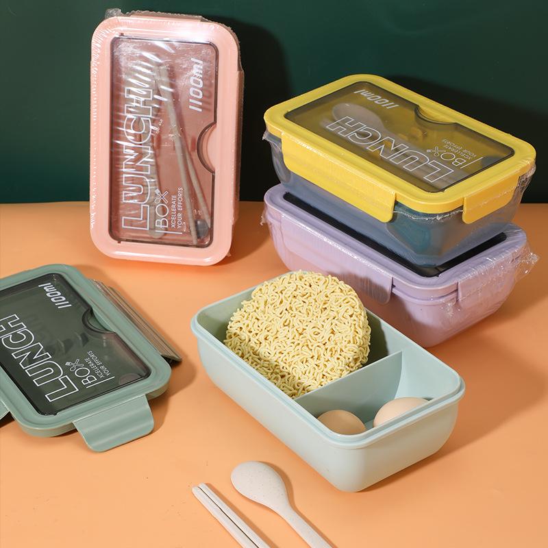 Многофункциональный ланч-бокс большой вместимости с портативными столовыми приборами и герметичными отделениями