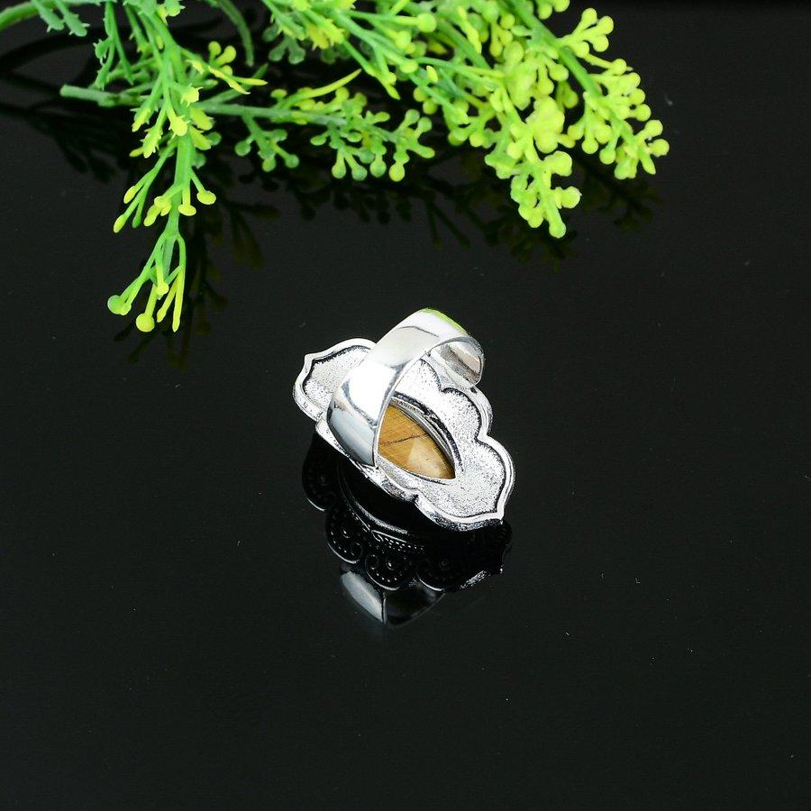 Кольцо из серебра 925 пробы с натуральным тигровым глазом, размер 11,5 Q2z08