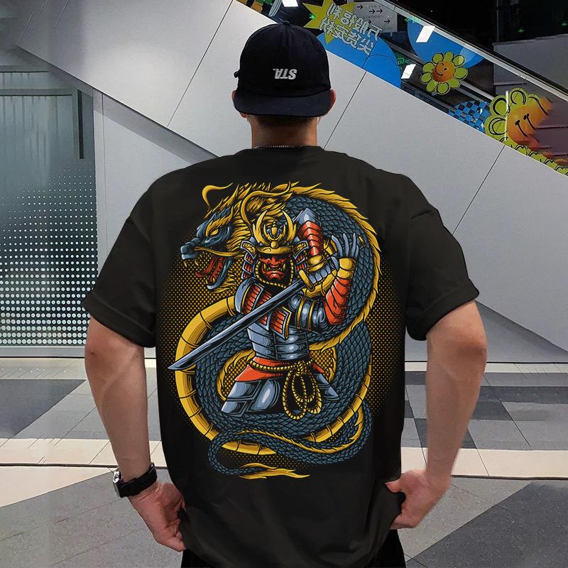 2024 мужские футболки с 3d японским самурайским принтом, мужская одежда, уличные топы в стиле Харадзюку, повседневные повседневные футболки большого размера с короткими рукавами