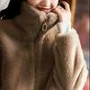 Двусторонний флис Флис Флис Женская пижама из кораллового флиса Повседневная Осень и Зима Уличная Плюс Бархат Толстая Теплая Куртка из Поларфлиса