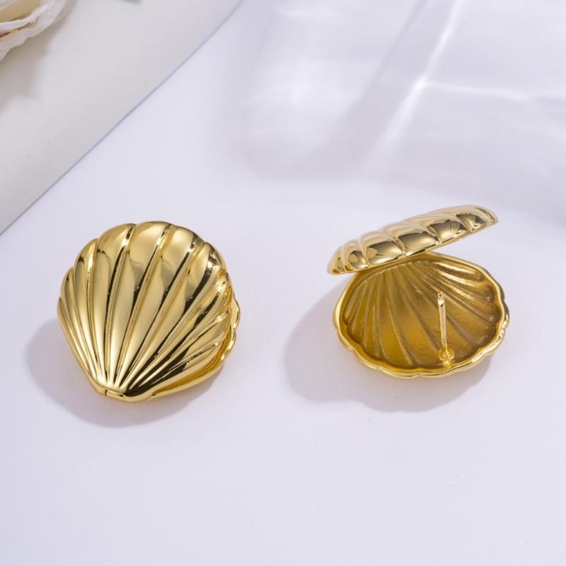Small Piercing Earring Simple Small Shells Shaped Studs Earring Sweet Cool Party Jewelry Fashion Metal Ear Buckle