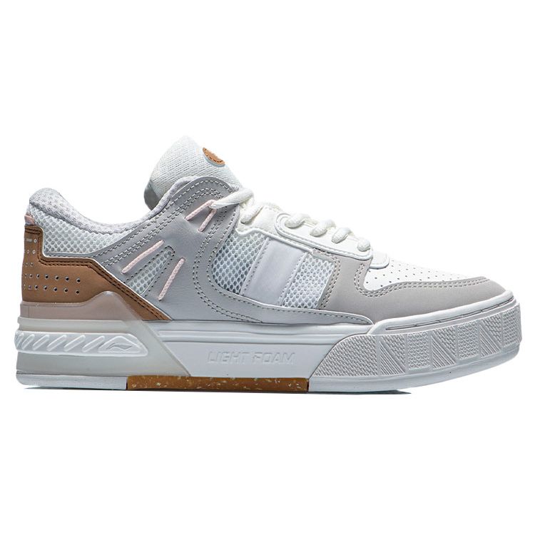 Кроссовки Li Ning Morning Glow Trendy Casual Non-Slip Wear-Sticked Low-Top для скейтбординга, женские, серо-белые AGCR192-2