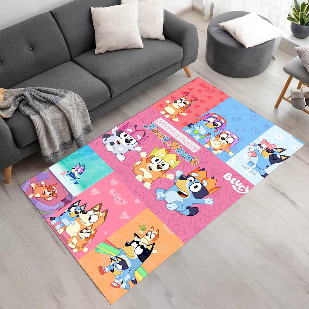 Bluey Customized Name Carpet Perfect for Game Room Dining Room Dormitory Kitchen Anti-slip Rug Decorate Offices Birthday/Christmas Gift