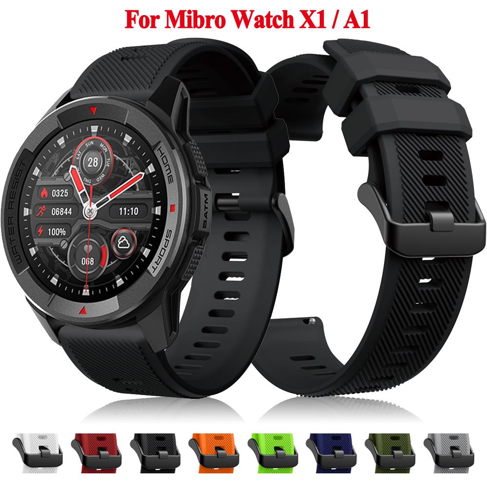 22-мм спортивный силиконовый ремешок для Mi bro Mibro Watch X1 / Mibro Watch A1 Ремешок Браслет Ремешок для часов Аксессуары для умных часов