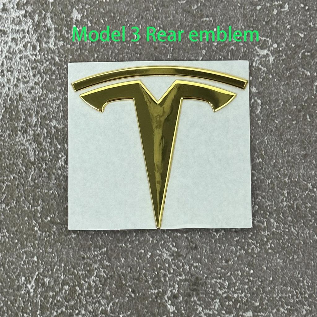 EPYFH1 Front Bumper or Rear Trunk Logo for Tesla Replacement Kit Model 3/Y - Metal Blackened Logo Emblem Car Exterior Decoration Parts