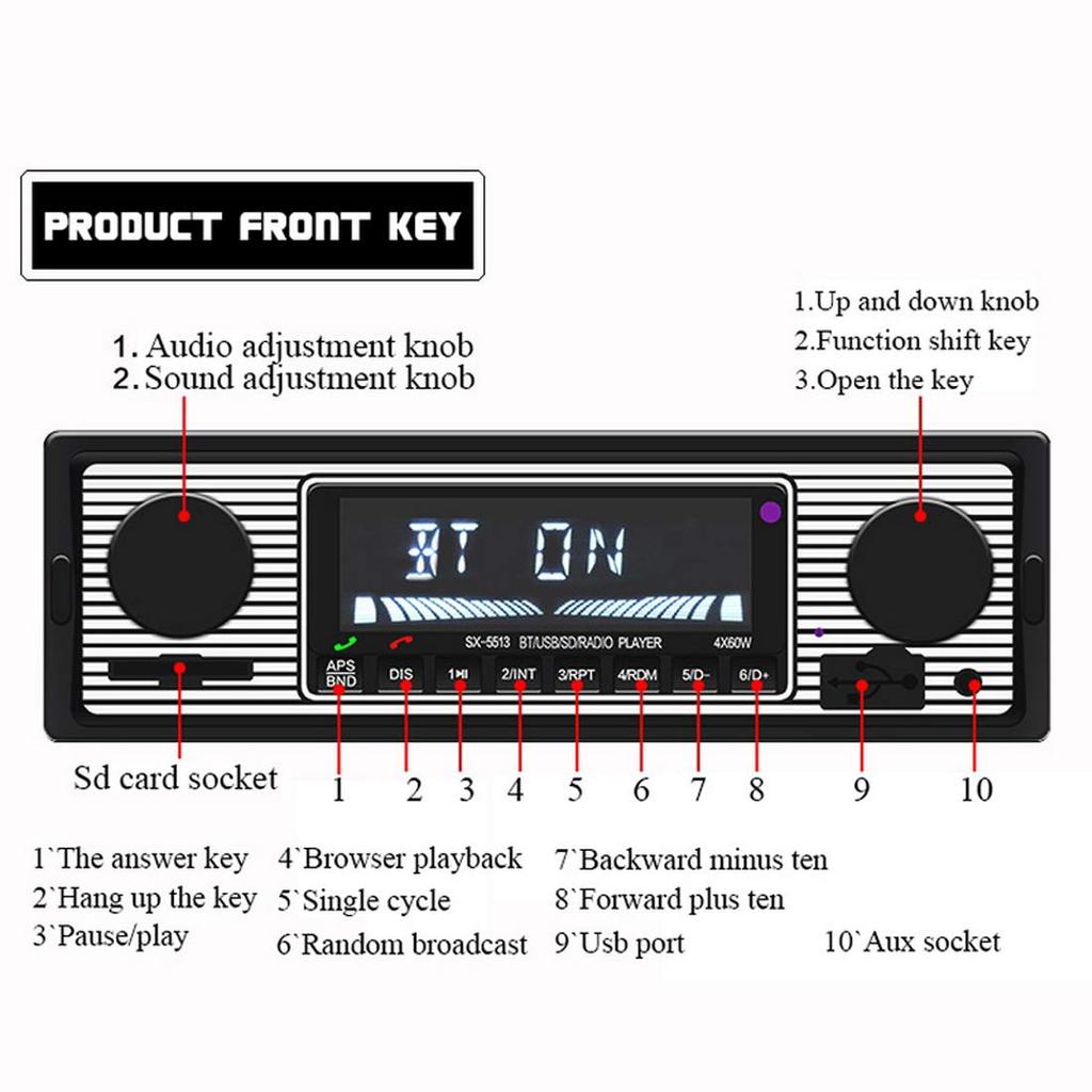 1DIN 5513 Автомобильный MP3-плеер FM-модулятор Bluetooth Музыка Винтажное Аудио USB Стерео Радио AUX Функция Громкая связь AUX