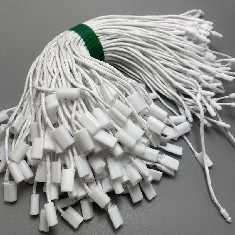 Factory Supply 20cm Cotton Wax Hang Tag Cord Bullet Aglet Garment Tag Strings Apparel Hangtag Fastener Rope Ready Stock Low MOQ