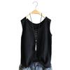 Women Vest Round Neck Buttons Decor Sleeveless Tank Tops Solid Color Loose Fit Thin Summer Tops Daily Wear