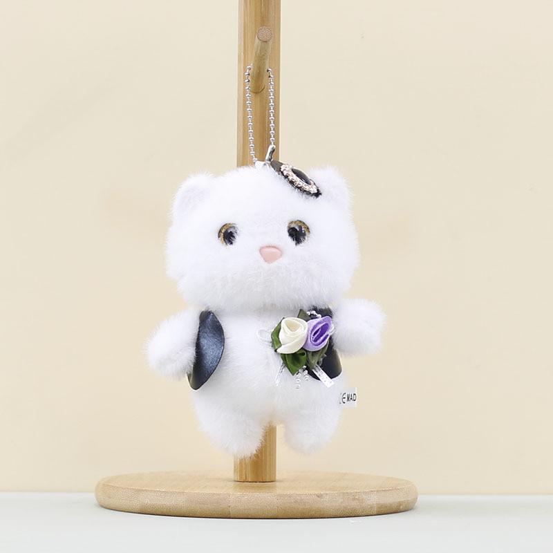 Cute Wedding Bear Plush Pendant Plush Keychain With Short Plush For Gift Ideas