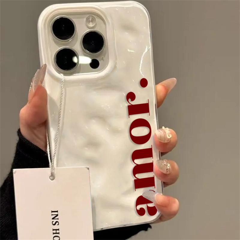 Модный красный чехол для телефона с английским узором Amor для iPhone 17 Air 16 15 13 14 12 11 Pro Max Plus 16E 17 Pro Y2K Продвинутый чехол
