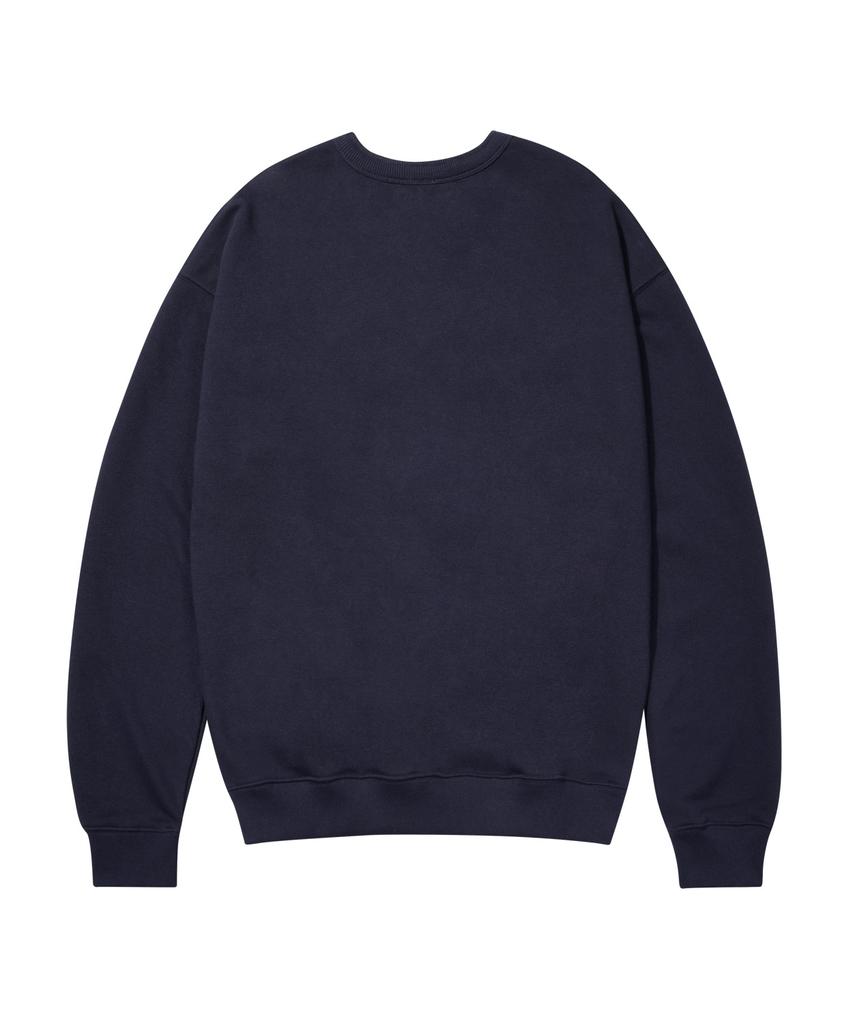 STENDS [M~4XL] Свитшот с воротником-хенли полуприлегающего силуэта_Темно-синий