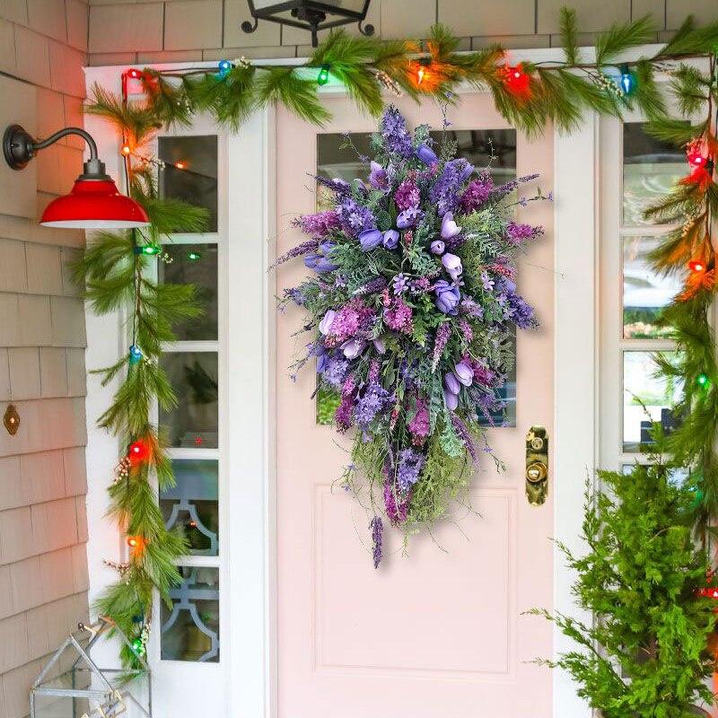 Artificial Spring Wreath Decor Wreath Home Decoration Spring Wreath Flower Wreath Floral Spring Artificial Wreaths